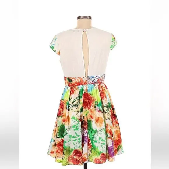 Sami and Dani flowers and mesh vibrant fit and flare dress, size 9 or 10 - Picture 2 of 10